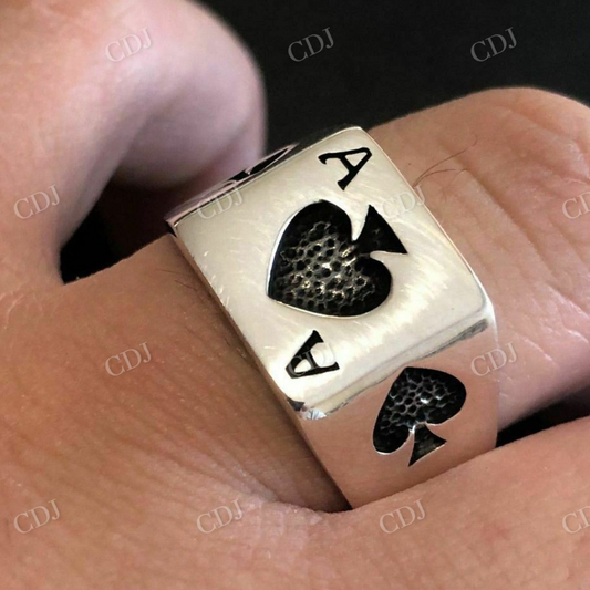 Men Ace Of Spades Lucky Poker Card Ring  customdiamjewel   