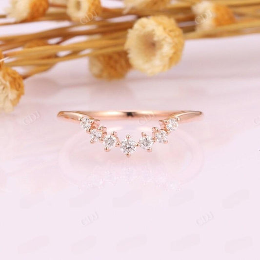 0.22ctw Curved Shaped Lab Grown Diamond Wedding Band For Women  customdiamjewel   