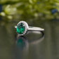 Oval Green Emerald Moissanite Accent Ring