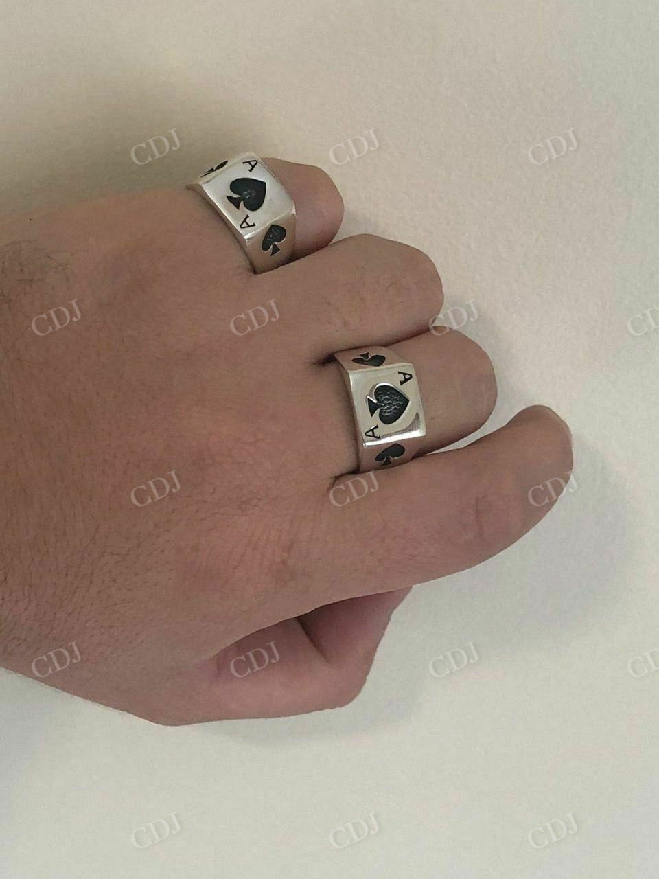 Men Ace Of Spades Lucky Poker Card Ring  customdiamjewel   