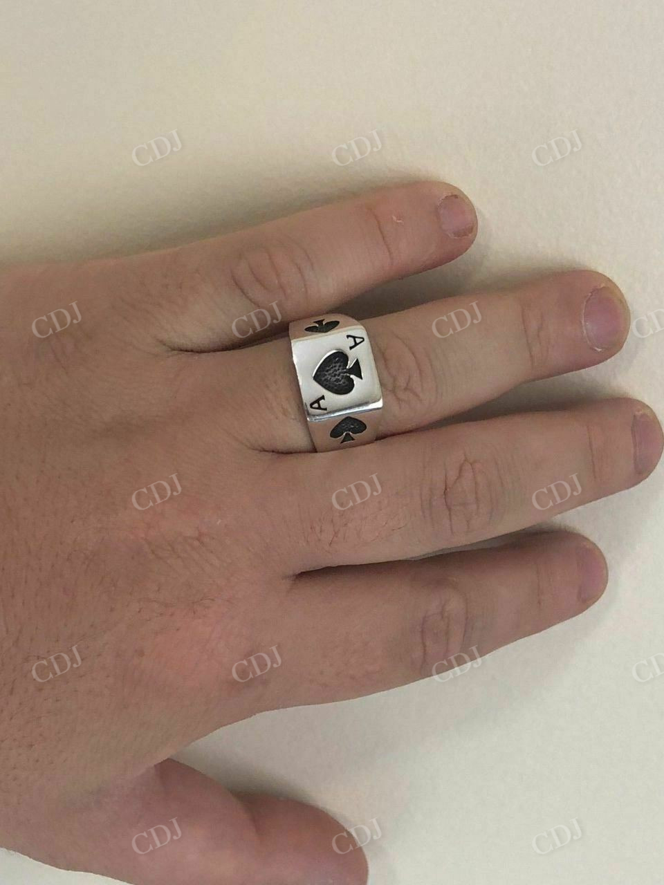 Men Ace Of Spades Lucky Poker Card Ring  customdiamjewel   