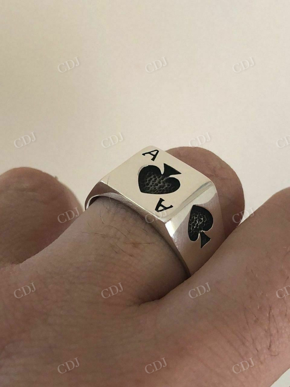 Men Ace Of Spades Lucky Poker Card Ring  customdiamjewel   