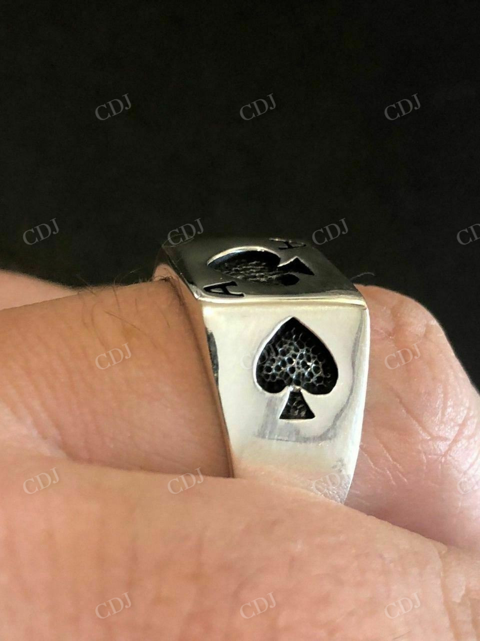 Men Ace Of Spades Lucky Poker Card Ring  customdiamjewel   