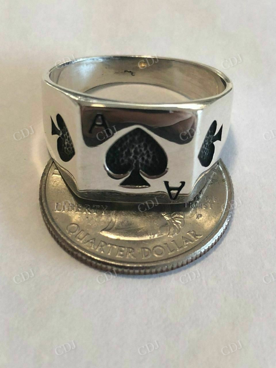 Men Ace Of Spades Lucky Poker Card Ring  customdiamjewel   