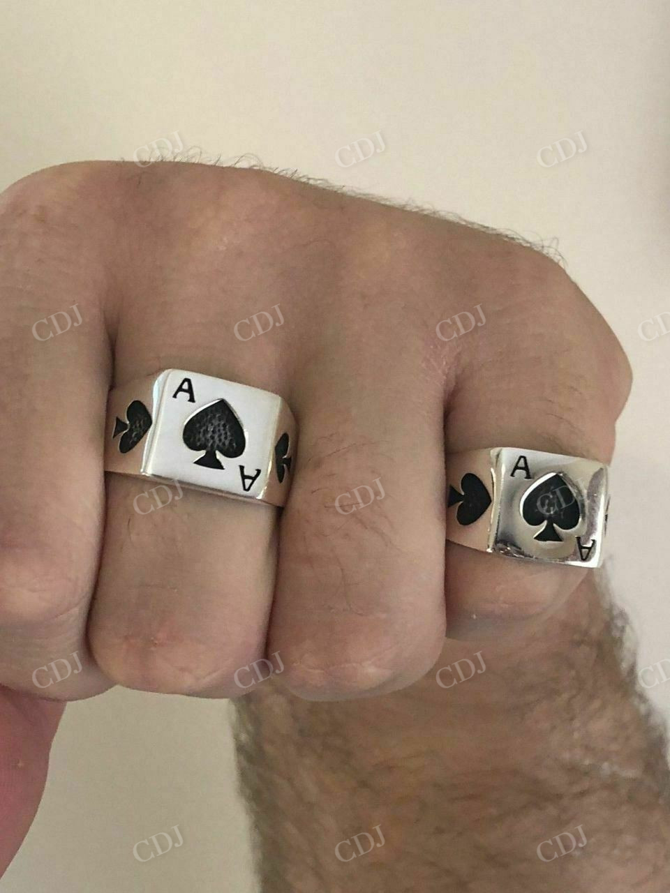 Men Ace Of Spades Lucky Poker Card Ring  customdiamjewel   
