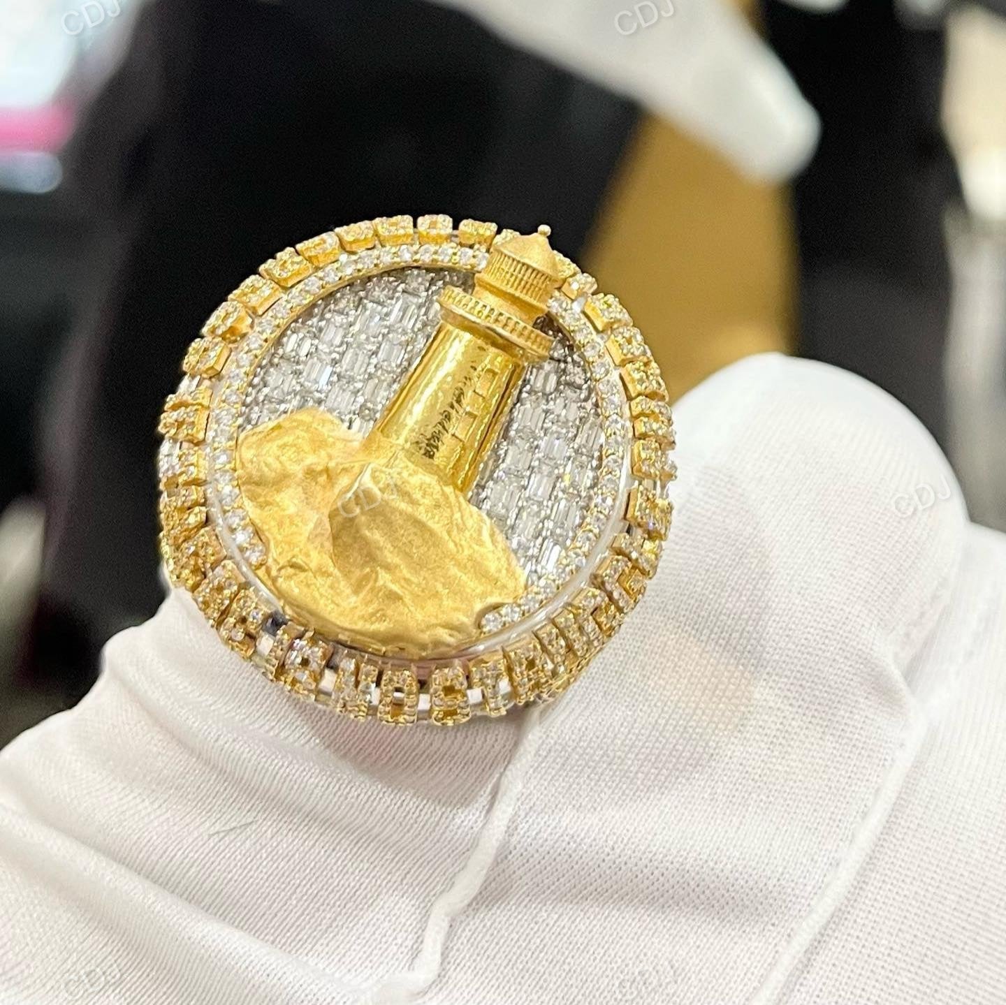 Iced Out Diamond Two Tone Hip Hop Ring hip hop jewelry CustomDiamJewel   
