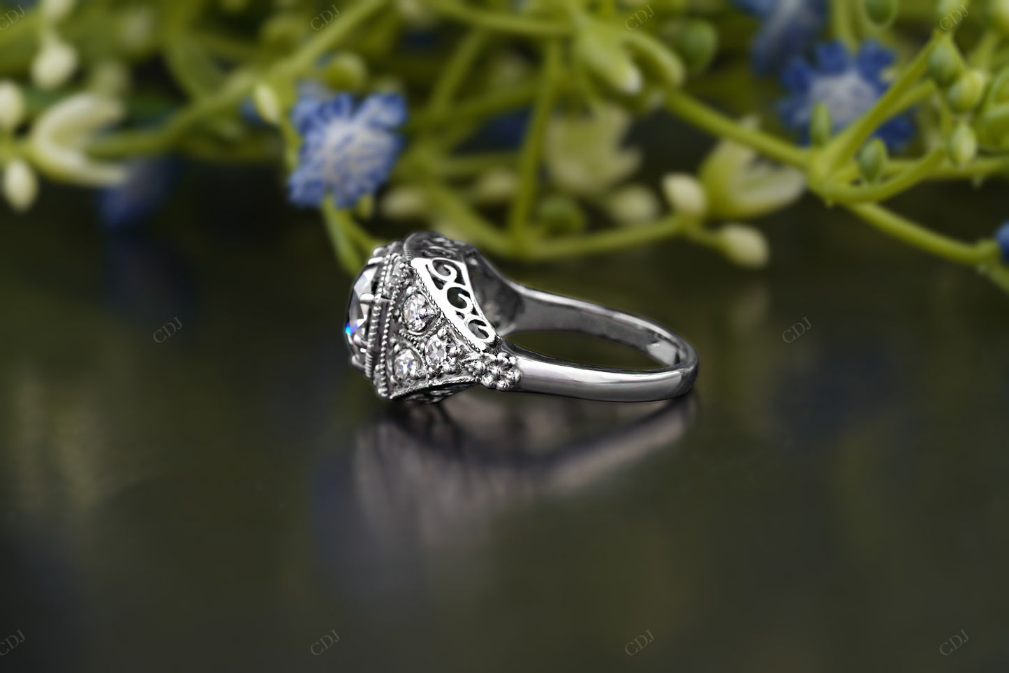 Art Deco Lab-Grown Diamond Cluster Ring