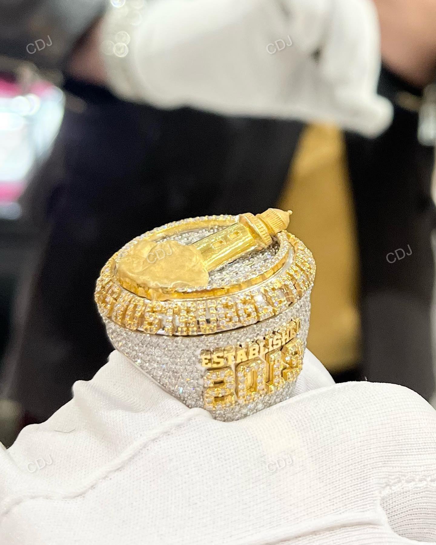 Iced Out Diamond Two Tone Hip Hop Ring hip hop jewelry CustomDiamJewel   