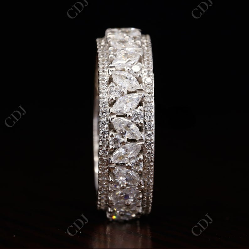 3.44CT Marquise and Round Natural Diamond Wedding Band  customdiamjewel   