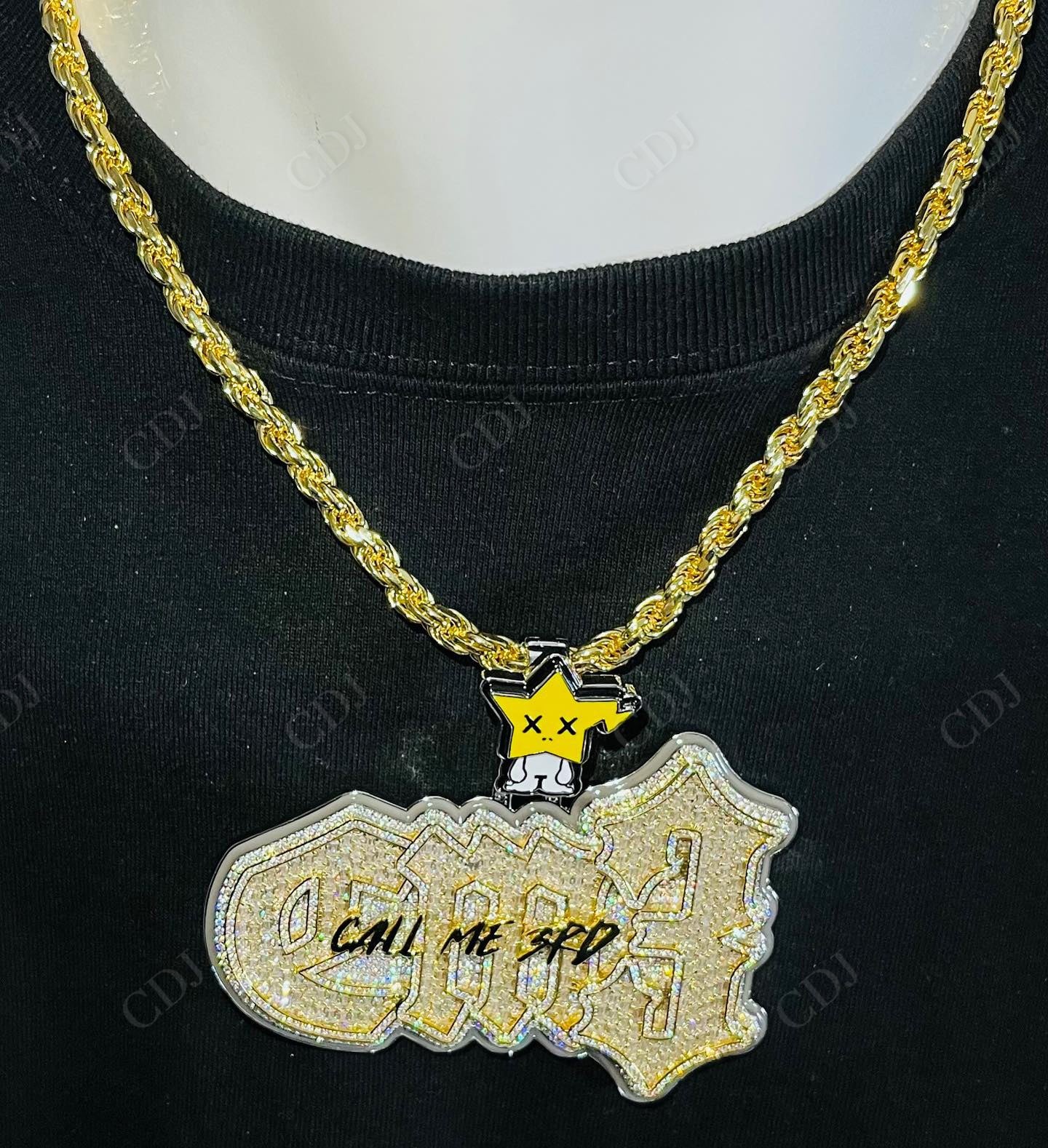 Initial Letter Moissanite Gold Plated Enamel Printed Pendant hip hop jewelry CustomDiamJewel   