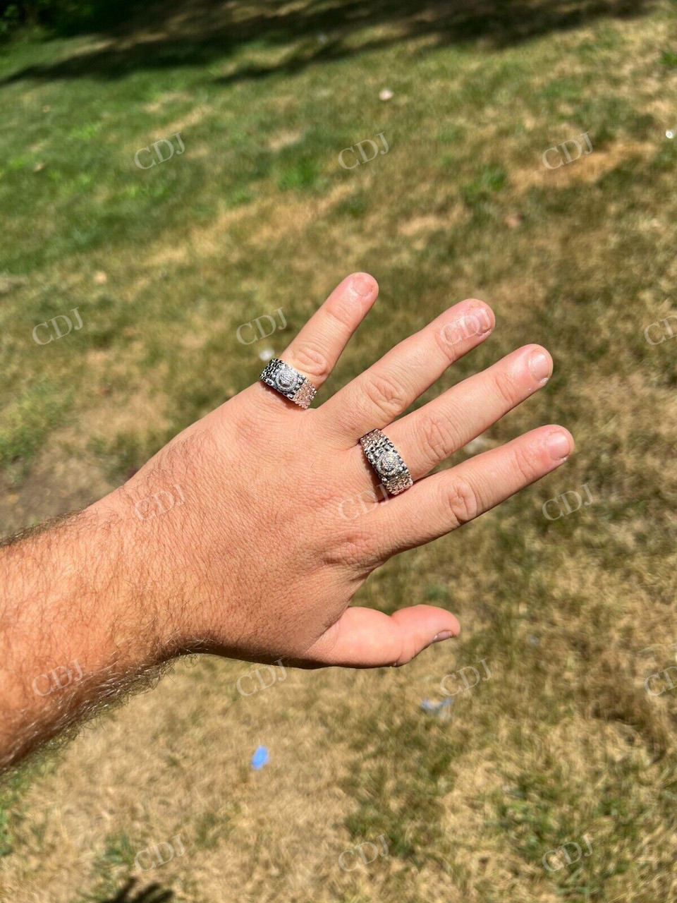 Solid Gold Mens Moissanite Nugget Ring  customdiamjewel   