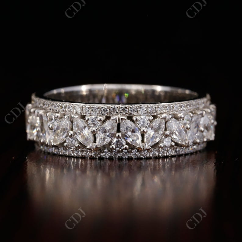 3.44CT Marquise and Round Natural Diamond Wedding Band  customdiamjewel   