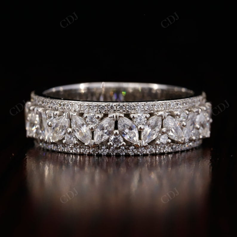 3.44CTW Marquise and Round Cut Lab Grown diamond wedding band  customdiamjewel   