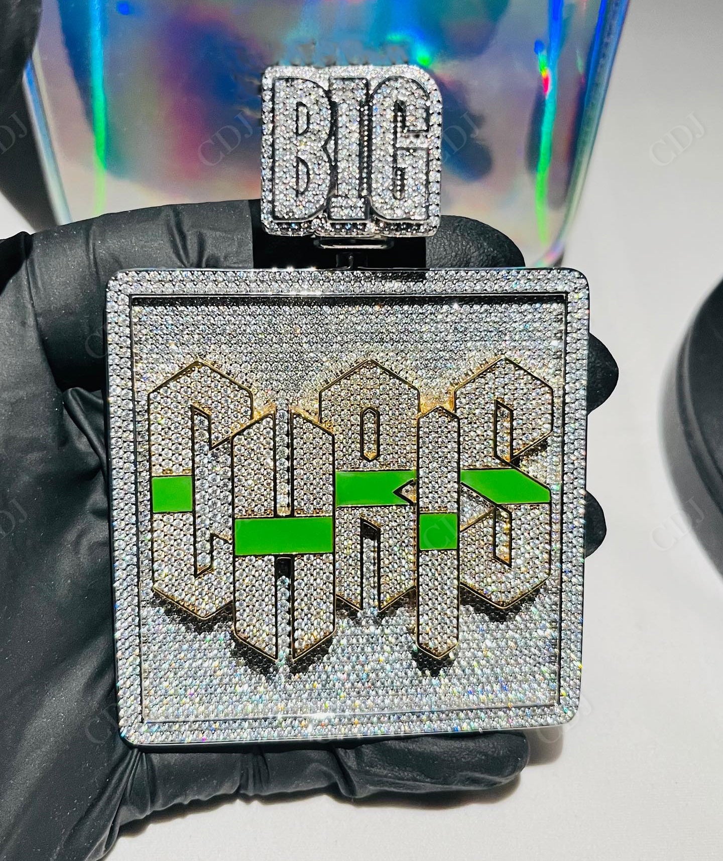 Initial Letter Moissanite Gold Plated Enamel Printed Pendant hip hop jewelry CustomDiamJewel   