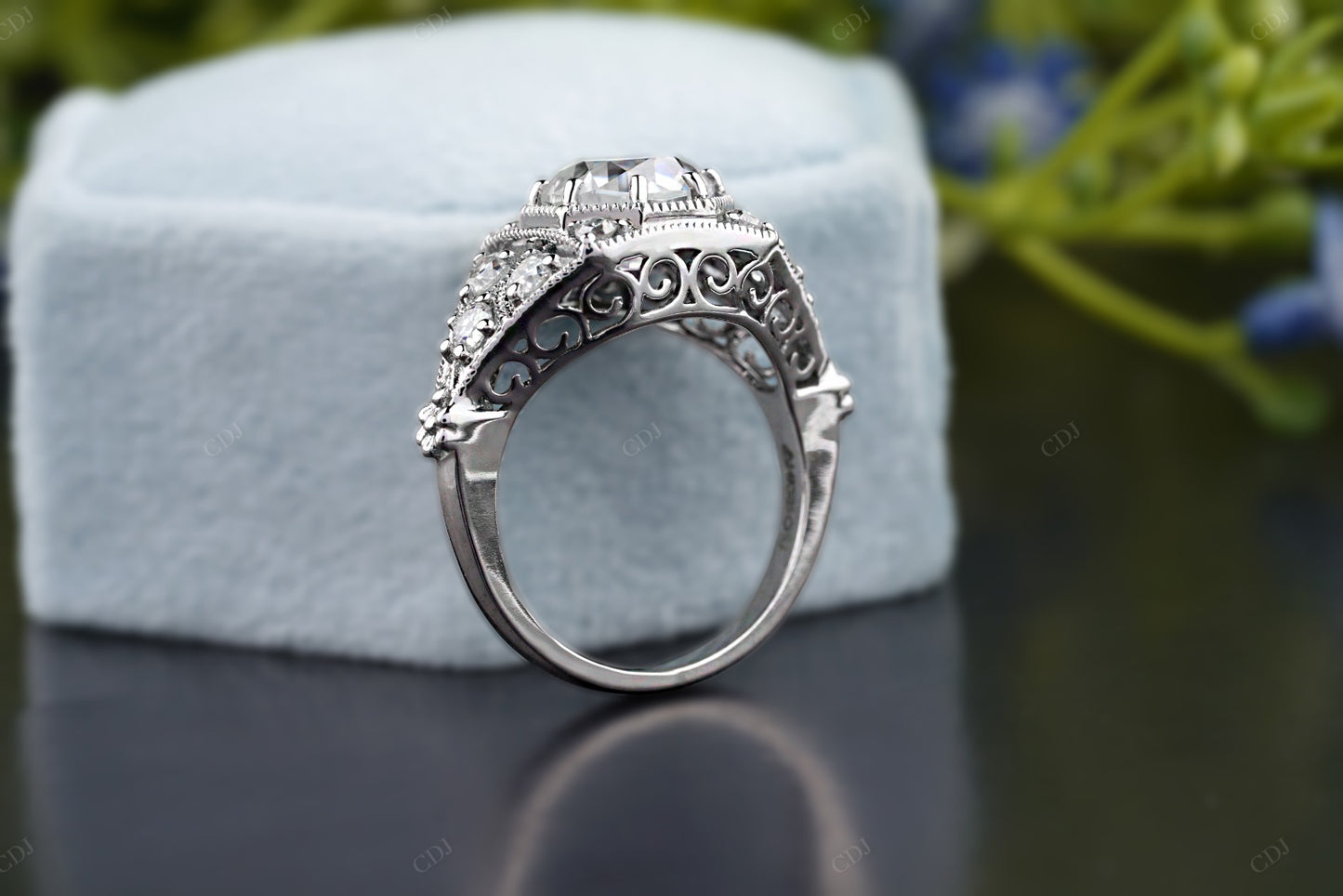 Art Deco Lab-Grown Diamond Cluster Ring