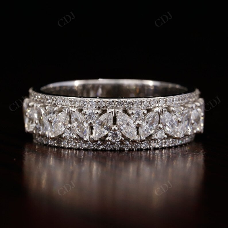 3.44CTW Marquise and Round Cut Lab Grown diamond wedding band  customdiamjewel   