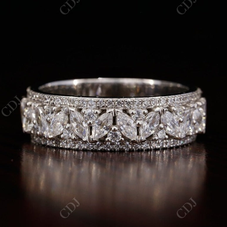 3.44CT Marquise and Round Natural Diamond Wedding Band  customdiamjewel 10 KT Solid Gold White Gold VVS-EF