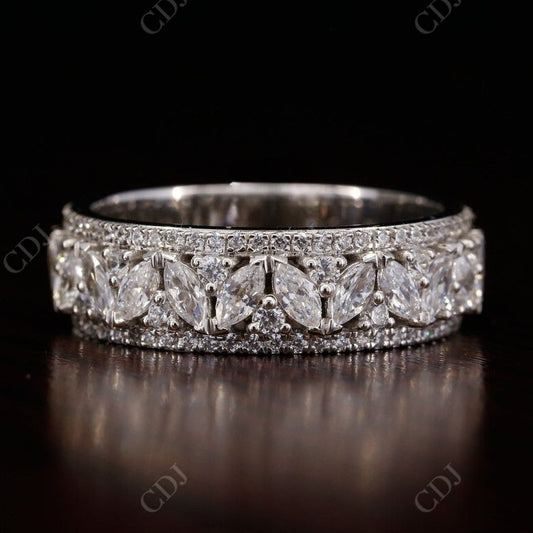 3.44CT Marquise and Round Natural Diamond Wedding Band  customdiamjewel 10 KT Solid Gold White Gold VVS-EF