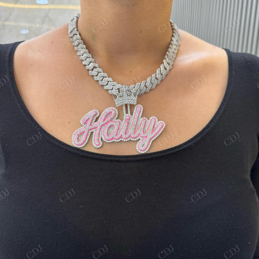 Attractive Two Tone Letter Pendant hip hop jewelry CustomDiamJewel   