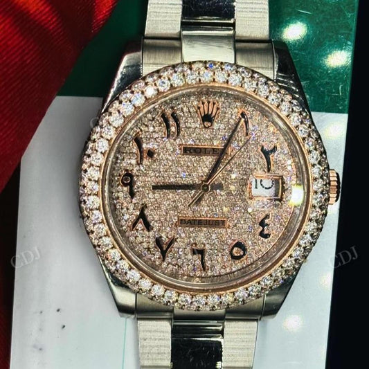Arabic Numerical Date Just VVS Moissanite Diamond Hip Hop Watch for Men hip hop jewelry CustomDiamJewel