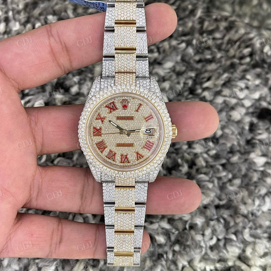 Customized Round Diamond Rolex Wrist Moissanite Watch customdiamjewel
