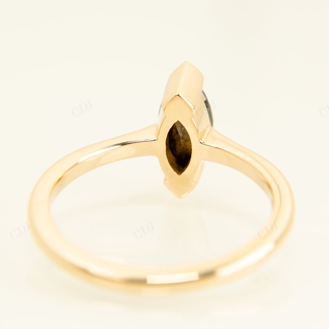 Marquise Cut Black Moissanite Solitaire Ring