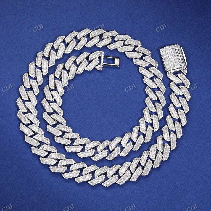 10MM Baguette Diamond 22Inch Cuban Chain hip hop jewelry CustomDiamJewel