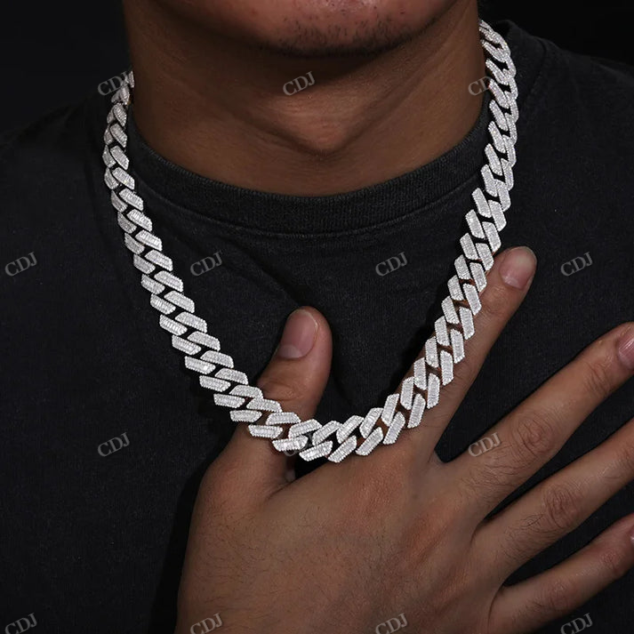 10MM Baguette Diamond 22Inch Cuban Chain hip hop jewelry CustomDiamJewel