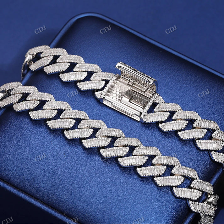 10MM Baguette Diamond 22Inch Cuban Chain hip hop jewelry CustomDiamJewel