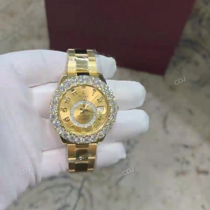 Full Yellow Rolex Bezel On Moissanite Diamond Set Hip Hop Watch hip hop jewelry CustomDiamJewel