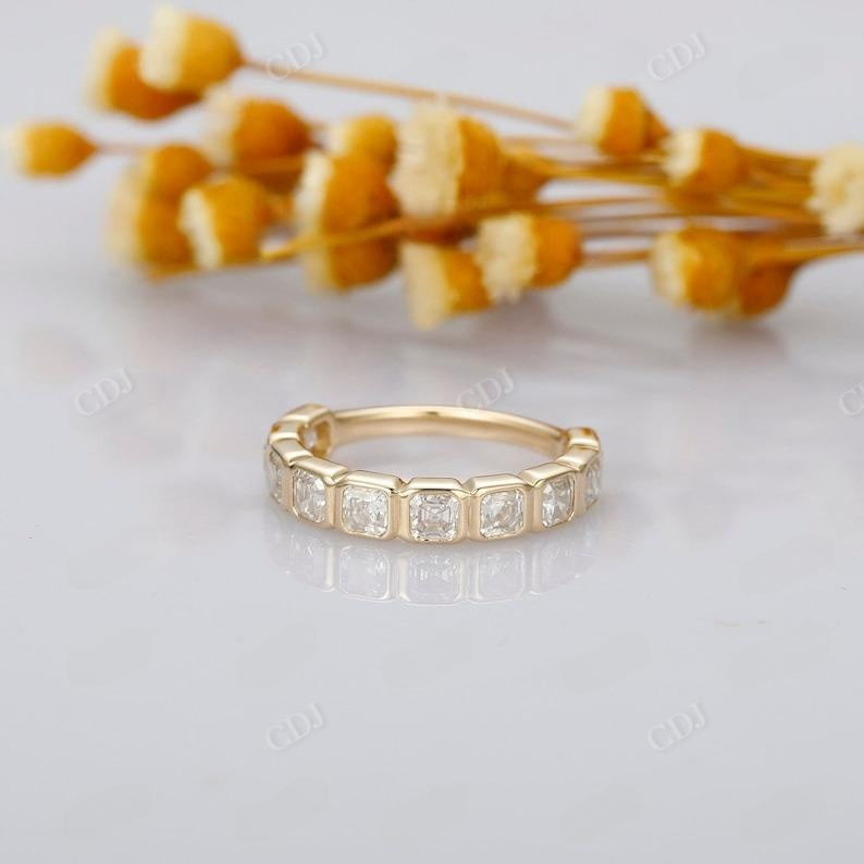 1.41CTW Bezel Set Asscher Cut Lab Grown Diamond Wedding Band  customdiamjewel   