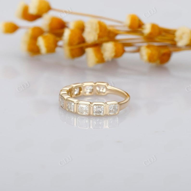 1.41CTW Bezel Set Asscher Cut Lab Grown Diamond Wedding Band  customdiamjewel   