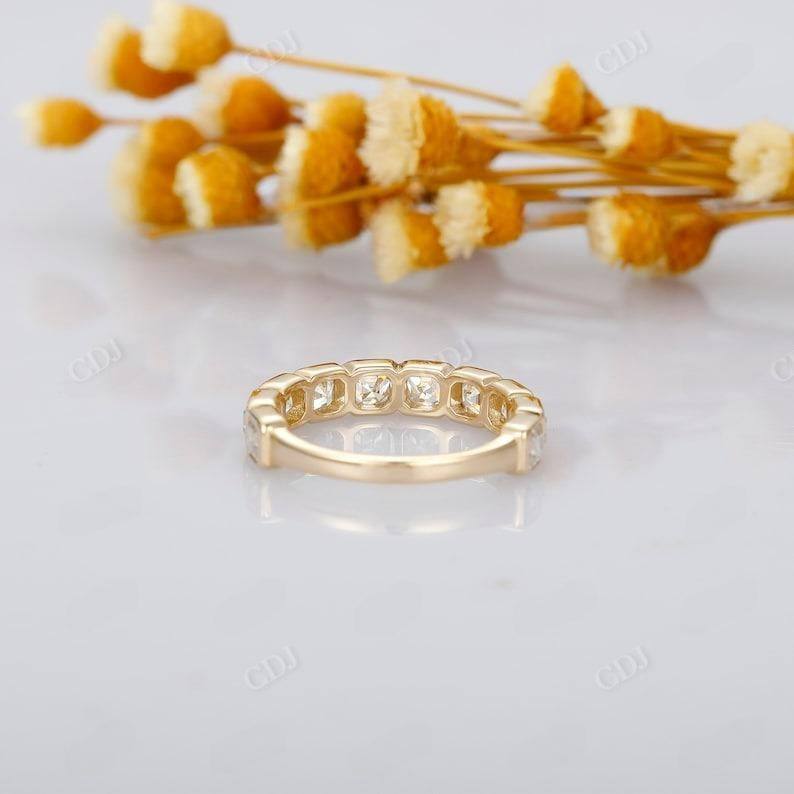 1.41CTW Bezel Set Asscher Cut Lab Grown Diamond Wedding Band  customdiamjewel   