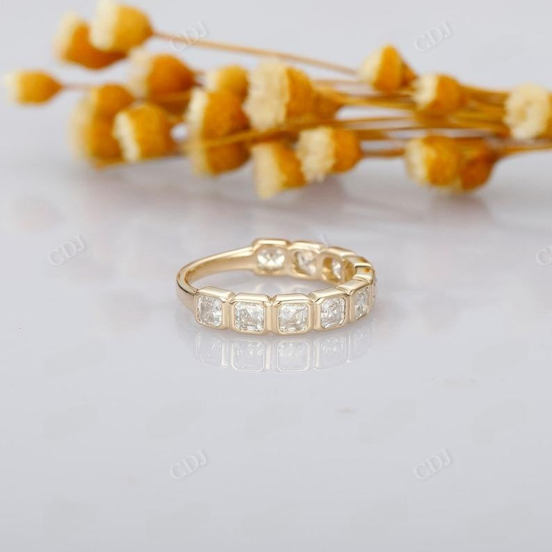 1.41CTW Bezel Set Asscher Cut Diamond 3/4 Eternity Wedding Band  customdiamjewel   