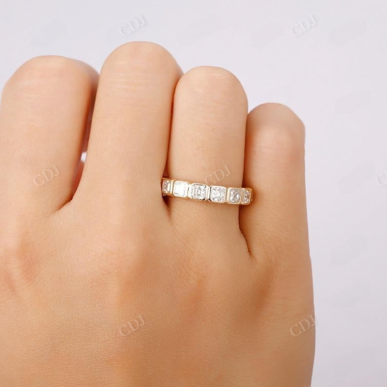 1.41CTW Bezel Set Asscher Cut Diamond 3/4 Eternity Wedding Band  customdiamjewel   