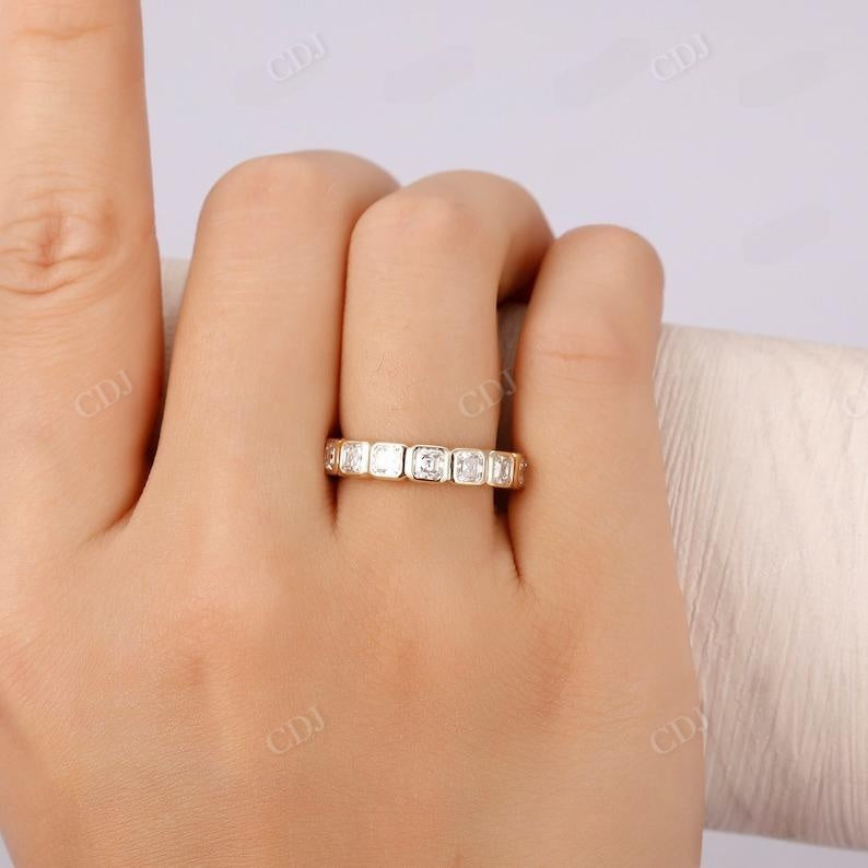 1.41CTW Bezel Set Asscher Cut Diamond 3/4 Eternity Wedding Band  customdiamjewel   