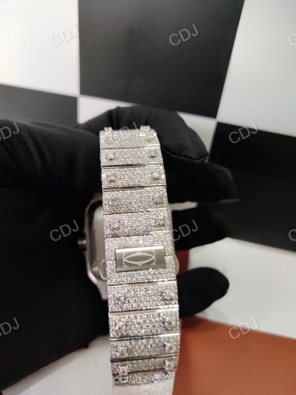 Iced Out Moissanite Diamond Cartier Santos Diamond On Ball Watch customdiamjewel