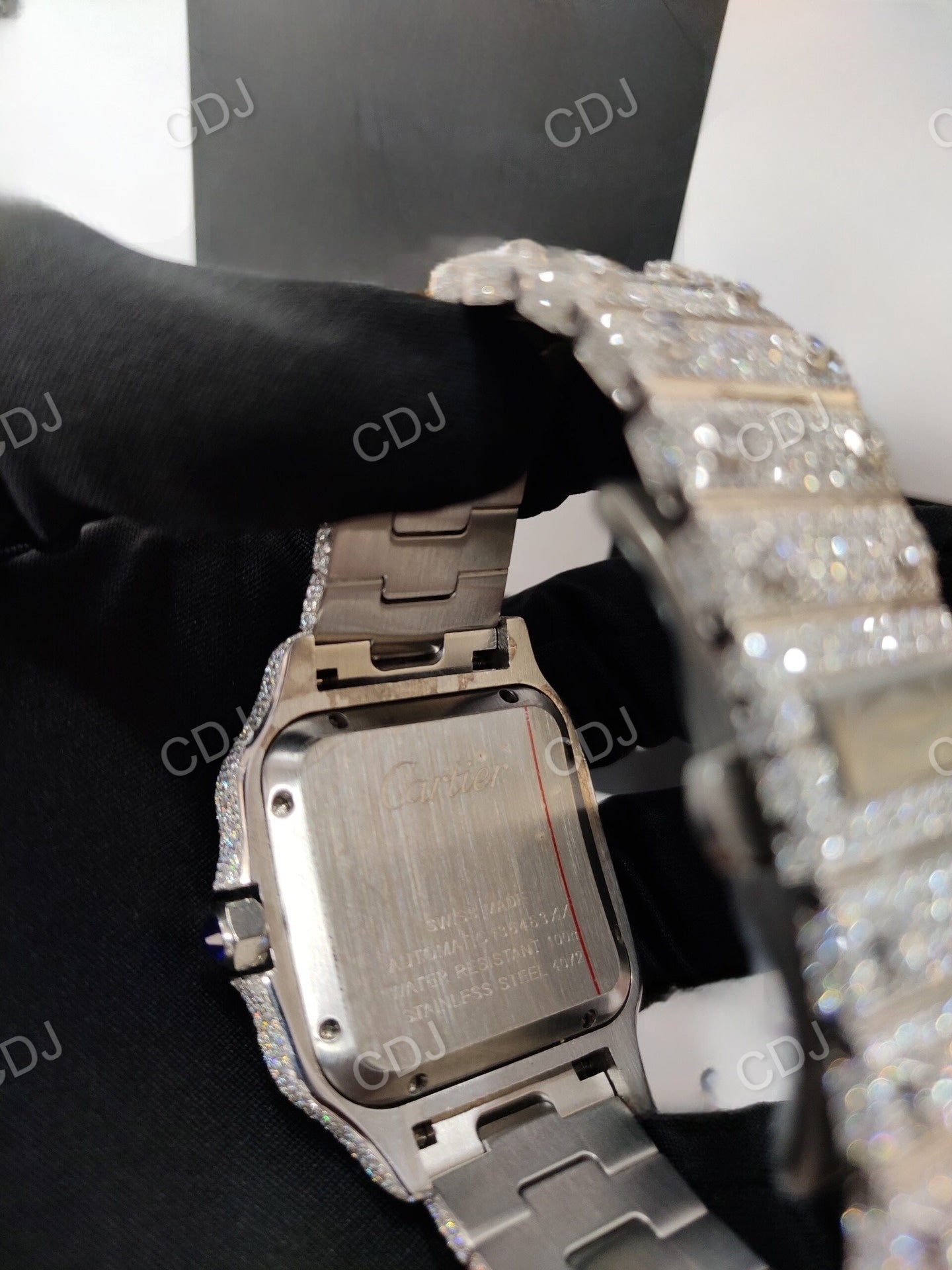 Iced Out Moissanite Diamond Cartier Santos Diamond On Ball Watch customdiamjewel