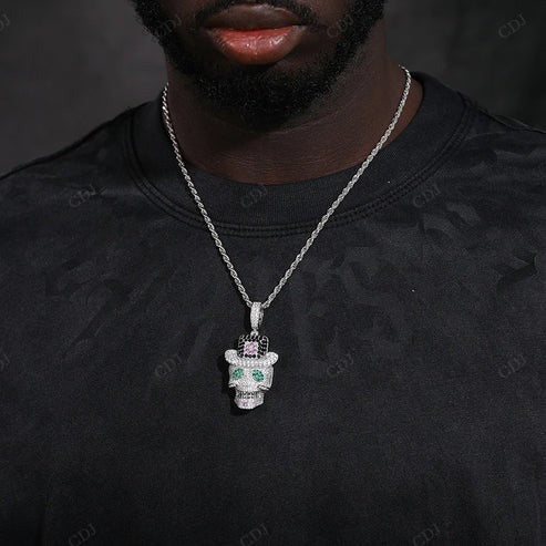 VVS Natural Diamond Iced Out Skull Pendant For Men hip hop jewelry CustomDiamJewel