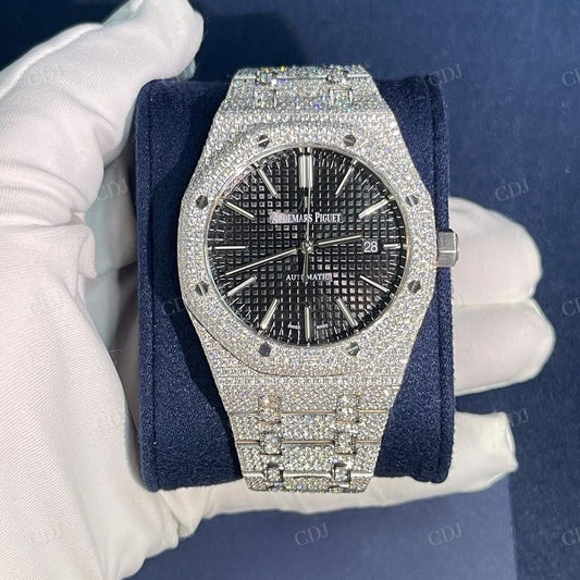 Full White Black Dial Audemars Piguet Diamond Ice Out Custom Watch For Men customdiamjewel