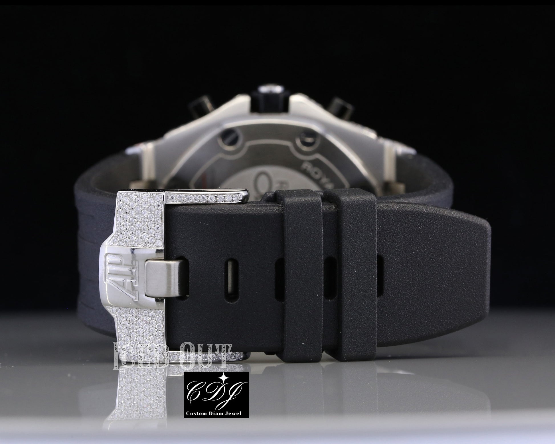 Iced Out Chrono Automatic Moissanite Silicon Belt Watch For Men customdiamjewel