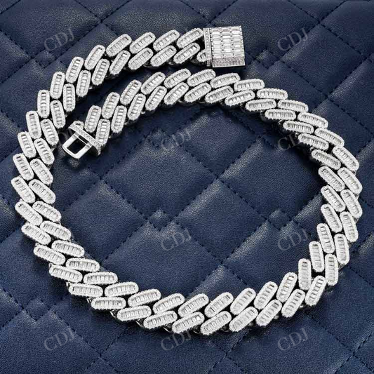 Baguette Diamond Miami Cuban Link Chain for Men hip hop jewelry customdiamjewel   