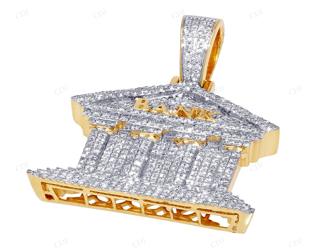 2.15 CTW Custom Sterling Silver Moissanite Bank Pendant CustomDiamJewel