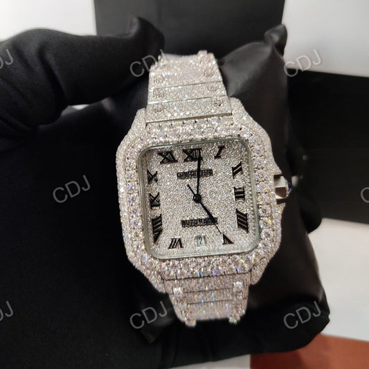 VVS Moissanite Diamond Men's Wrist Cartier Watch customdiamjewel