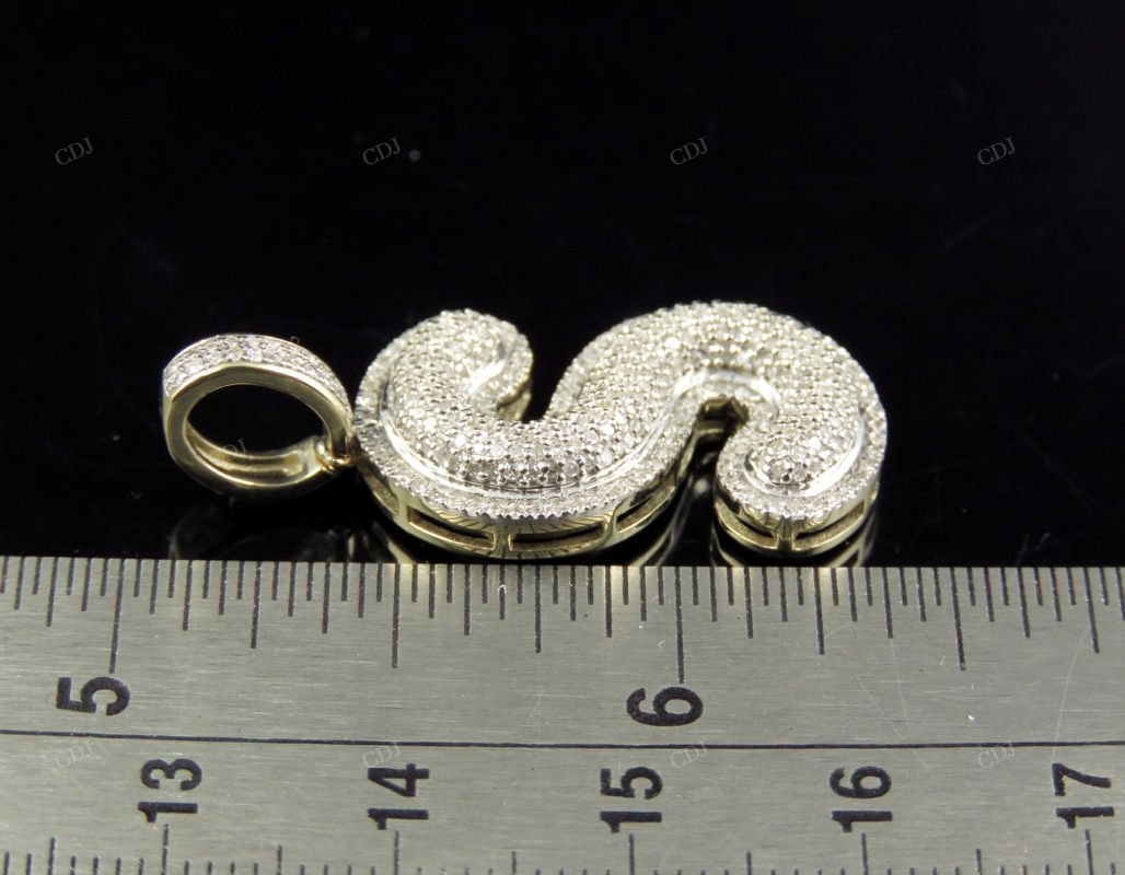 1.4" 0.80 CTW 10K Gold Natural Diamond Initial S Letter Pendant CustomDiamJewel