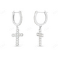 Luxury Cross Moissanite Diamond Huggie Earring CustomDiamJewel