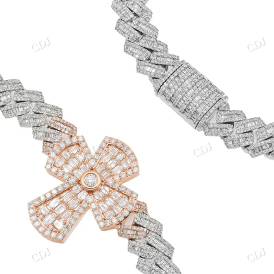 High Quality Baguette Diamond Cuban Cross Chain hip hop jewelry CustomDiamJewel