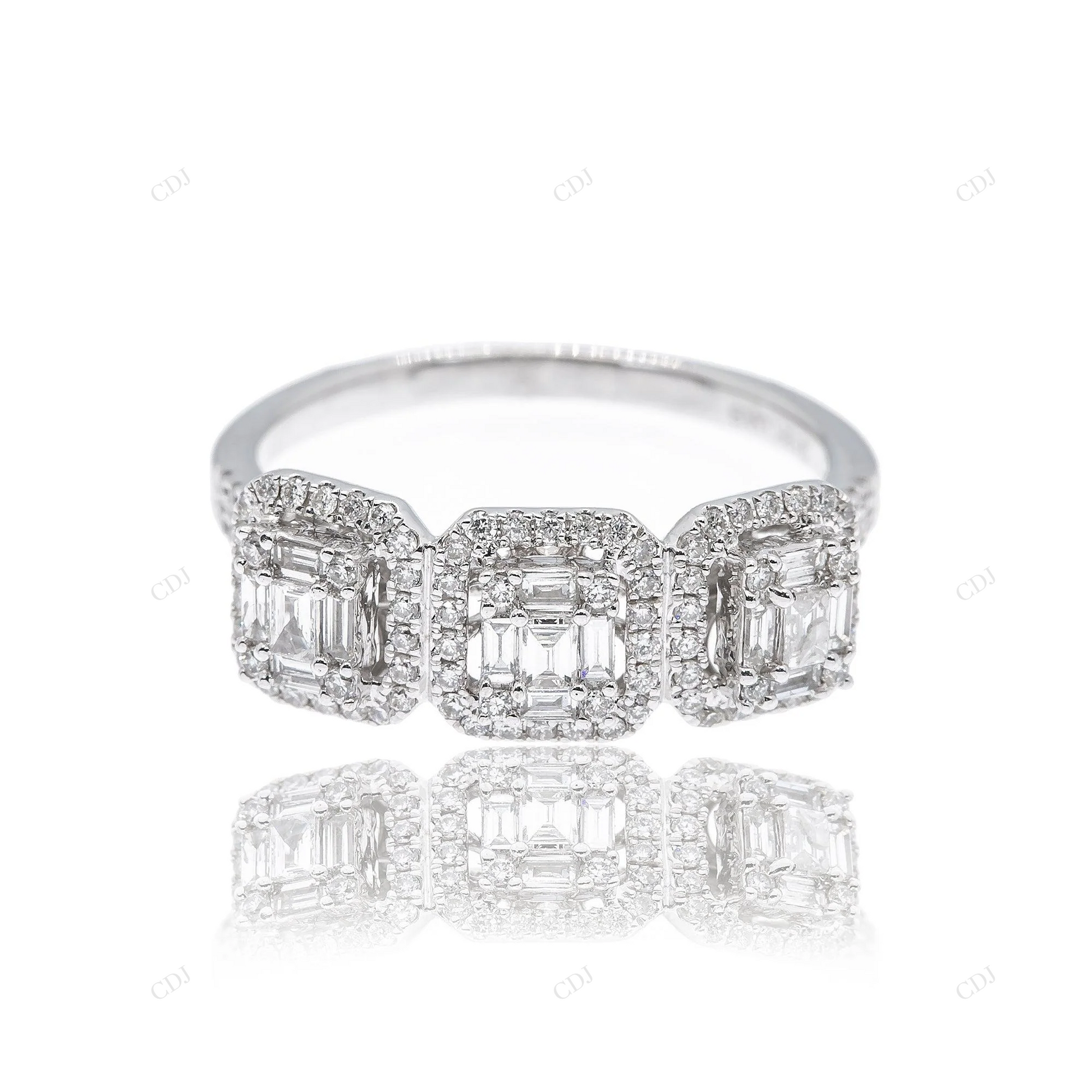 925 Silver Emerald Cut Moissanite 3 Stone Ring hip hop jewelry customdiamjewel