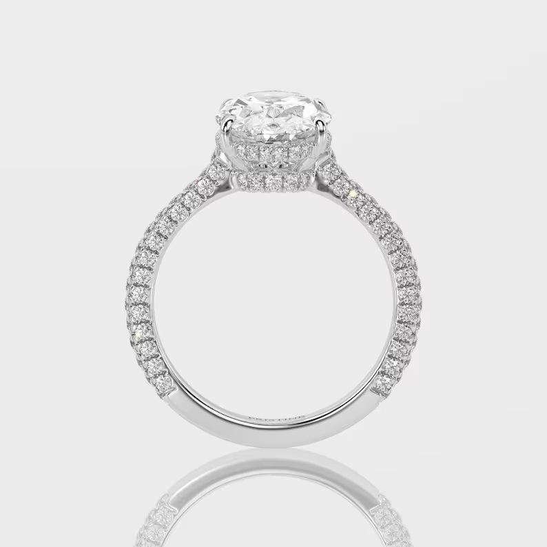 Oval Crushed Ice Moissanite Engagement Ring
