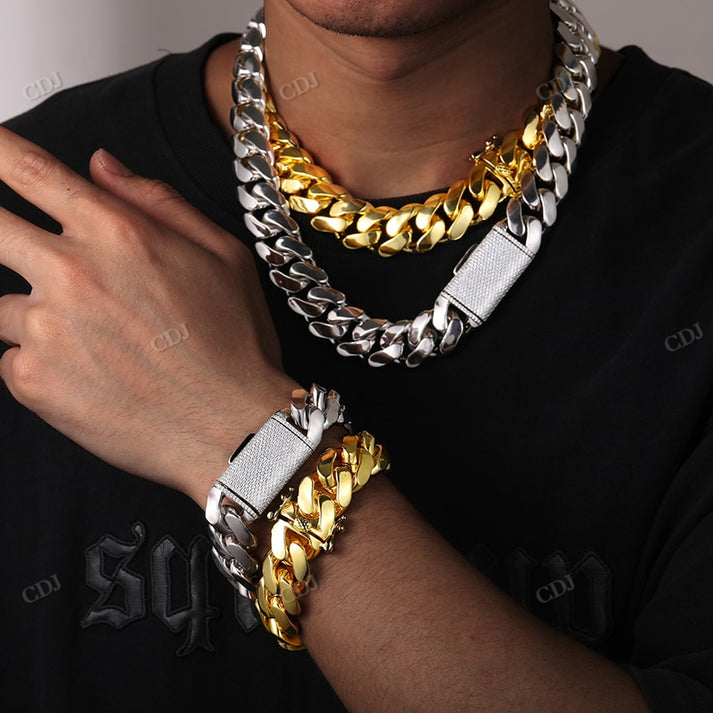 20MM Solid Gold Cuban link Chain For Rappers hip hop jewelry CustomDiamJewel